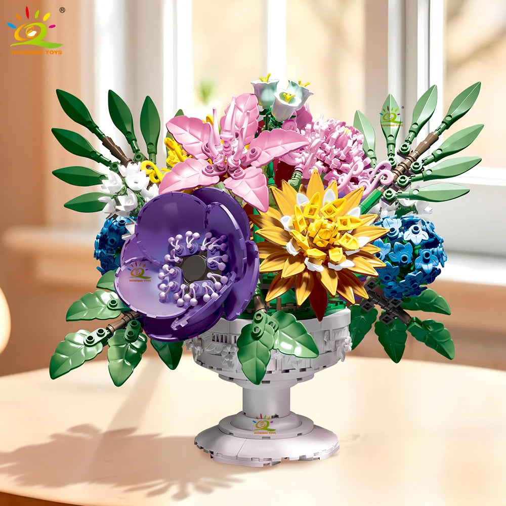 Premium Building Blocks MOC Flower Bouquet Model 1081 Pieces Potted Series Compatible With Lego For Children Desk Decor - ToylandEU