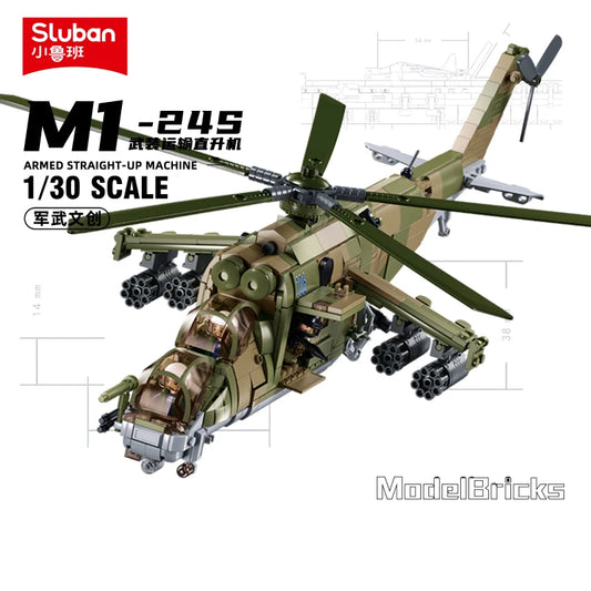 Premium Building Blocks Mi 24 Hind Attack Helicopter Model Set For Builders And Collectors - ToylandEU