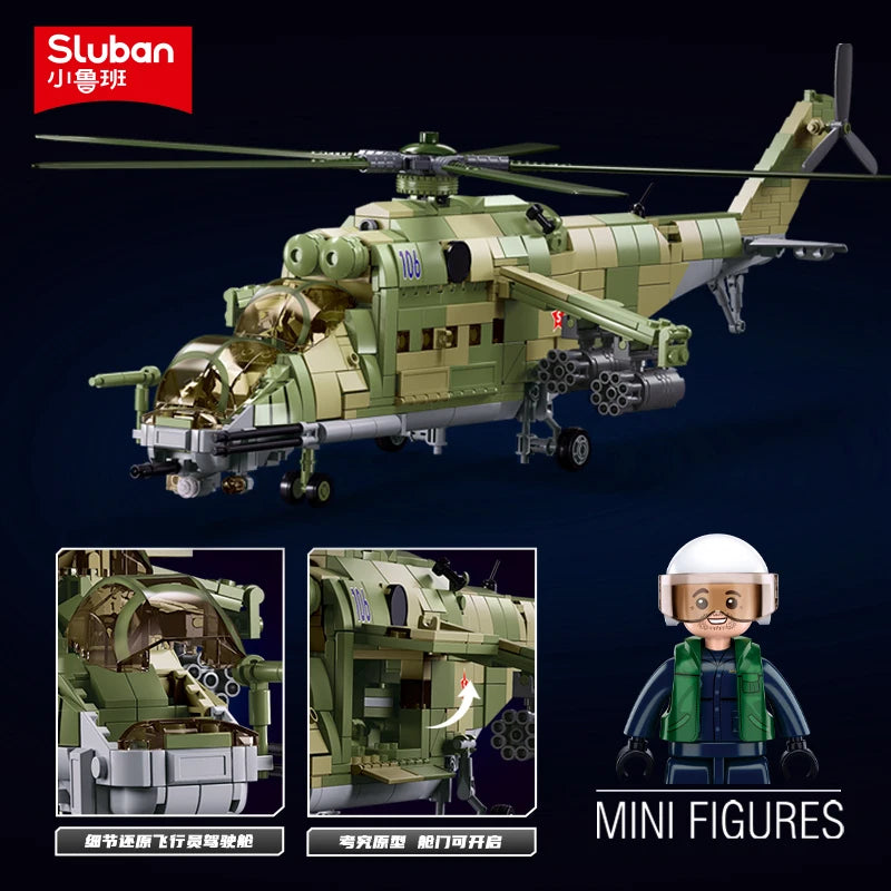 Premium Building Blocks Mi 24 Hind Attack Helicopter Model Set For Builders And Collectors - ToylandEU