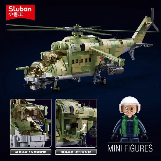 Premium Building Blocks Mi 24 Hind Attack Helicopter Model Set For Builders And Collectors - ToylandEU
