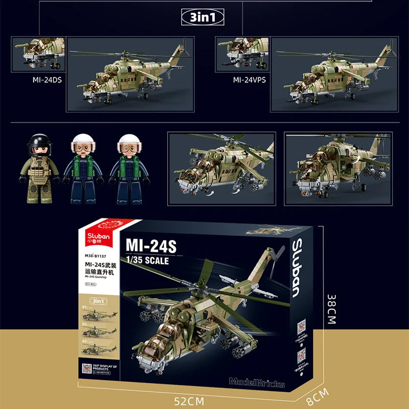 Premium Building Blocks Mi 24 Hind Attack Helicopter Model Set For Builders And Collectors - ToylandEU