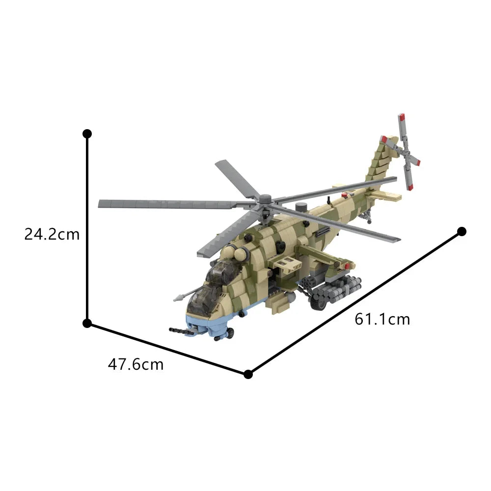 Premium Building Blocks Mil Mi35M Attack Helicopter Brick Model For Kids Gift Educational Toy - ToylandEU