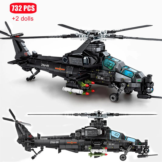 Premium Building Blocks Military Helicopter Z10 Model With 732 Pieces For Boys Birthday Gifts - ToylandEU