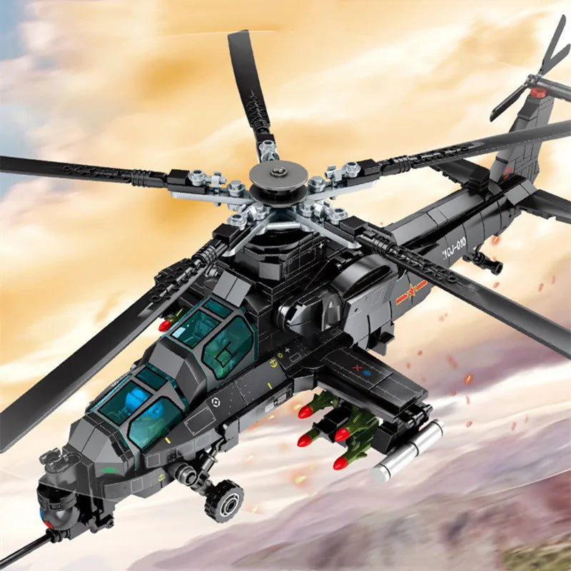 Premium Building Blocks Military Helicopter Z10 Model With 732 Pieces For Boys Birthday Gifts - ToylandEU