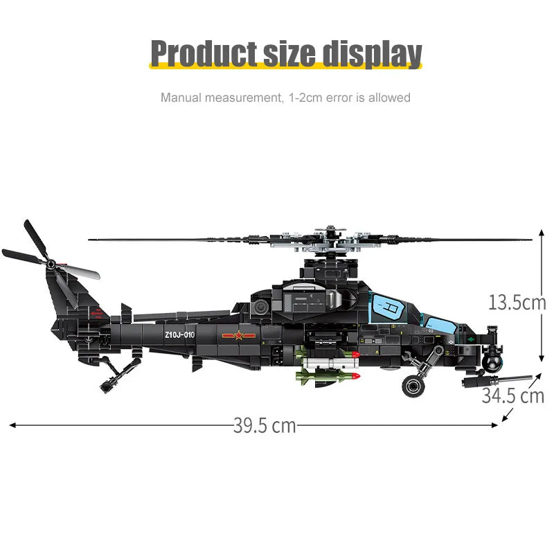 Premium Building Blocks Military Helicopter Z10 Model With 732 Pieces For Boys Birthday Gifts - ToylandEU