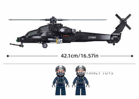 Premium Building Blocks Military WZ10S Helicopter Gunship 419Pcs Educational Toy For Teens - ToylandEU