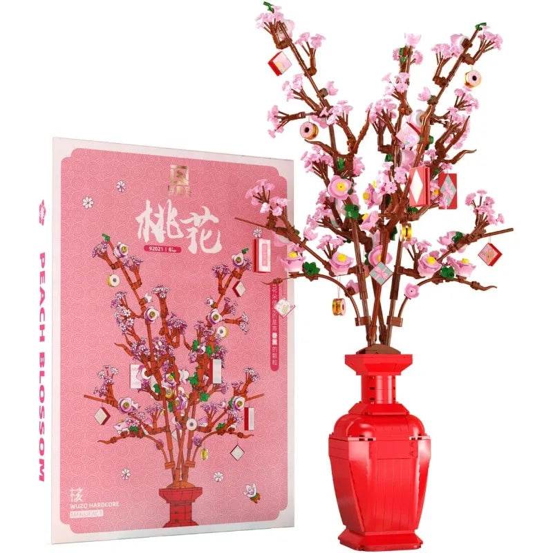 Premium Building Blocks Peach Blossom Bouquet Home Decor - ToylandEU