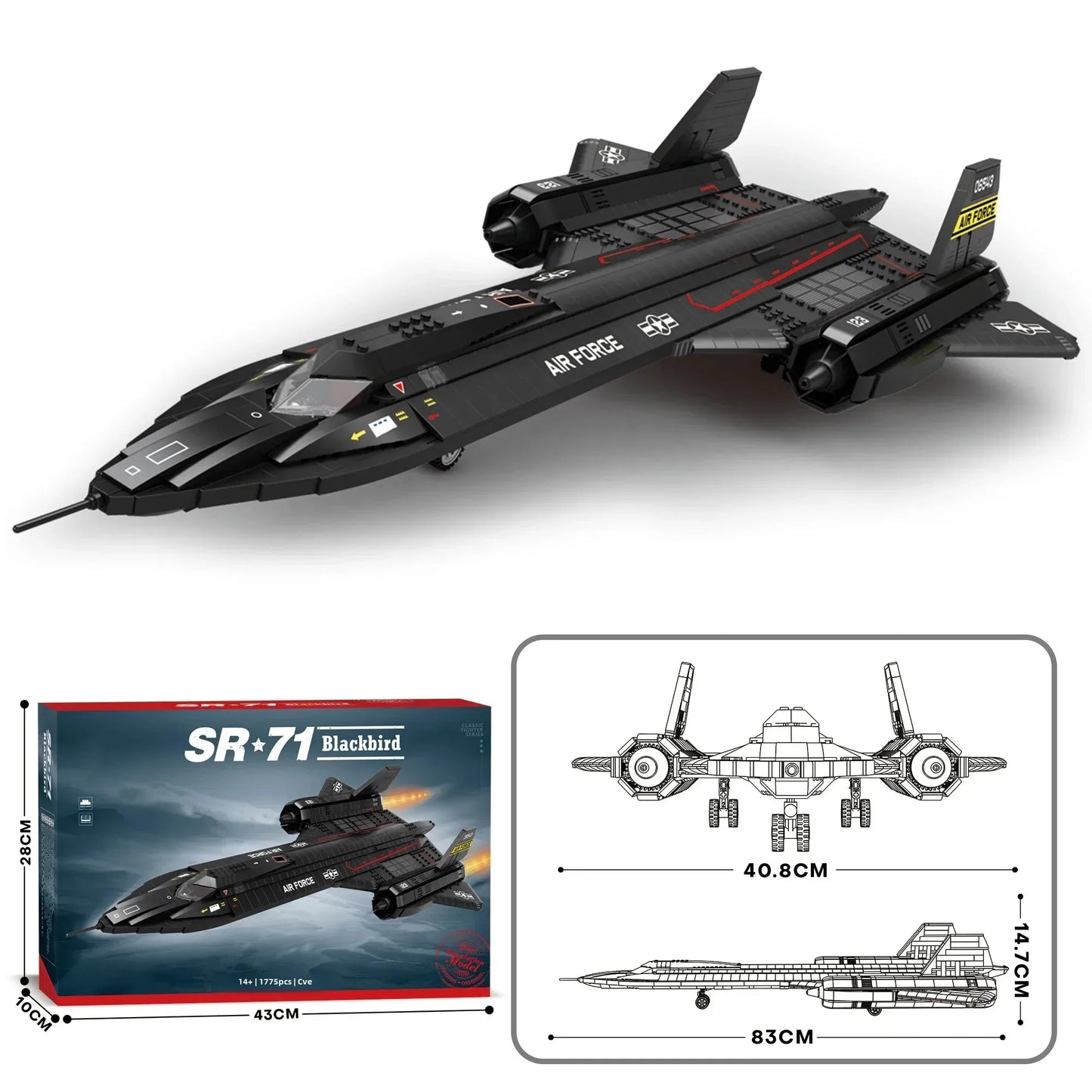 Premium Building Blocks SR71 Blackbird Fighter Aircraft Model 1775PCS For Display And Collectors - ToylandEU