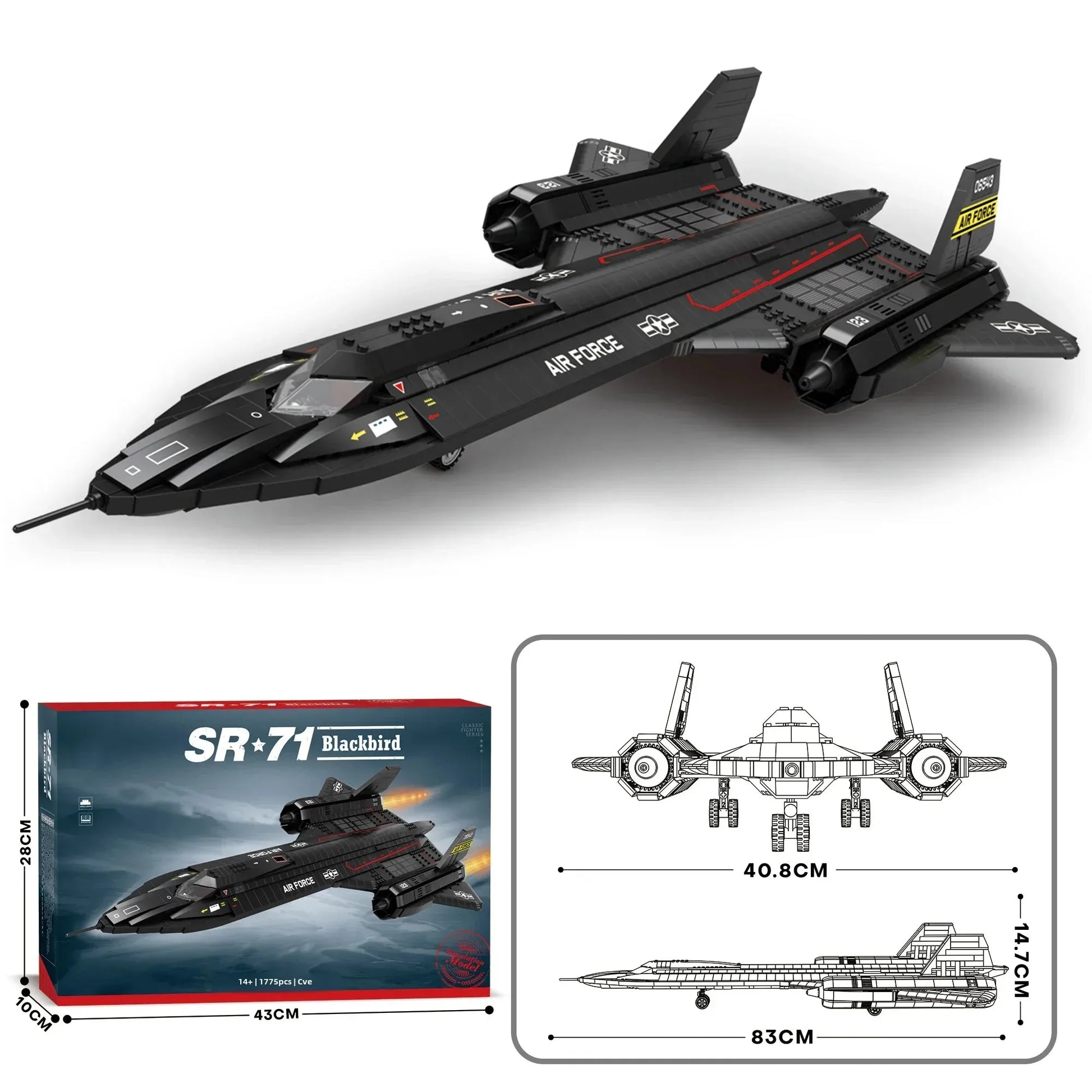 Premium Building Blocks SR71 Blackbird Fighter Aircraft Model 1775PCS For Display And Collectors - ToylandEU