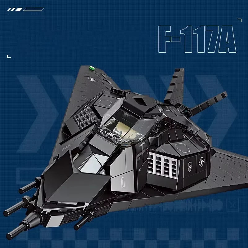 Premium Building Blocks Set 1375 Piece F117A Nighthawk Stealth Fighter MOC LEGO Compatible for Aviation Enthusiasts - ToylandEU