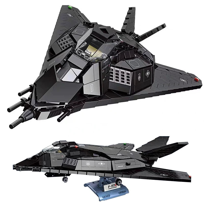 Premium Building Blocks Set 1375 Piece F117A Nighthawk Stealth Fighter MOC LEGO Compatible for Aviation Enthusiasts - ToylandEU