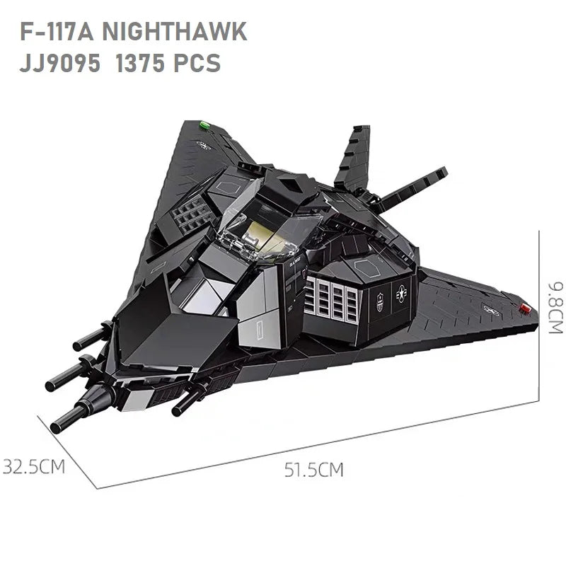 Premium Building Blocks Set 1375 Piece F117A Nighthawk Stealth Fighter MOC LEGO Compatible for Aviation Enthusiasts - ToylandEU