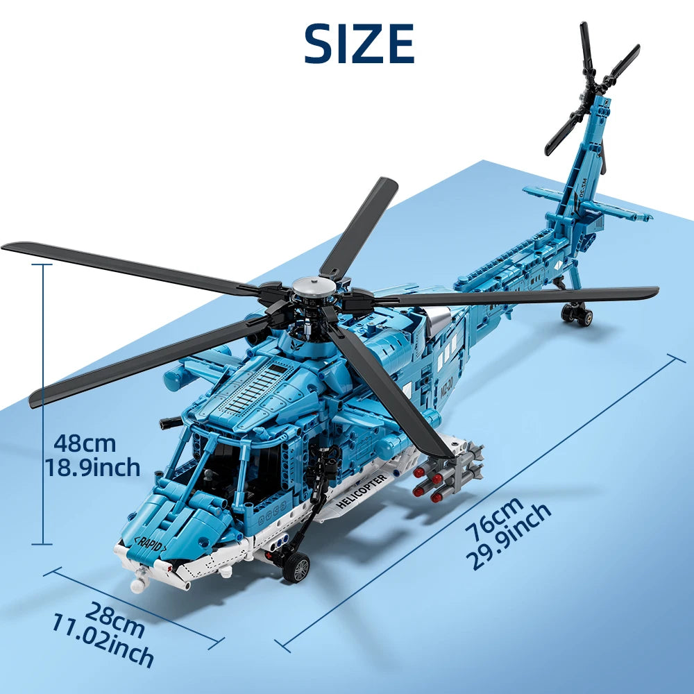 Premium Building Blocks Set 1711-Piece Military Helicopter Kit For Kids STEM Gift - ToylandEU