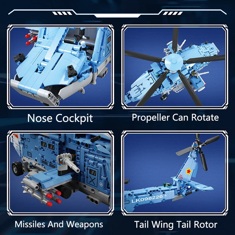 Premium Building Blocks Set 1711Piece Attack Helicopter Model With LEGO Compatible Bricks For Military Enthusiasts - ToylandEU