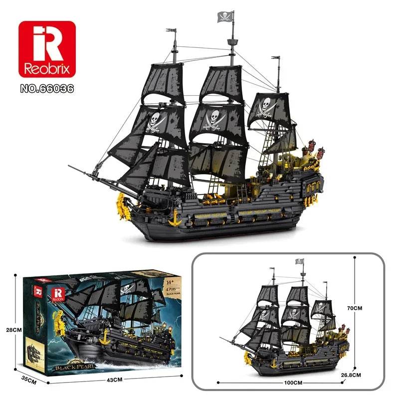 Premium Building Blocks Set 4708 Piece Black Pearl For Kids - ToylandEU
