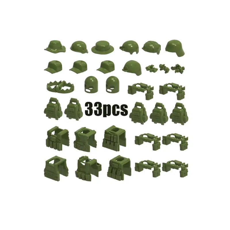 Premium Building Blocks Set Camouflage Military Equipment With Roadblock And Aircraft Parts For Kids - ToylandEU