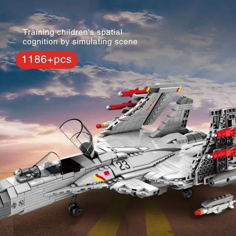 Premium Building Blocks Set J15 Carrier Fighter Aircraft Flying Shark Model 1186 Pieces For Children Gift - ToylandEU