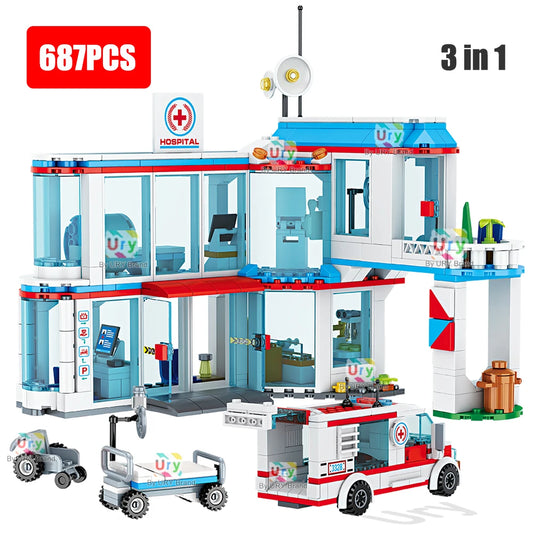 Premium Building Blocks Set Lego Compatible 3in1 City Hospital Ambulance Emergency Room For Boys - ToylandEU