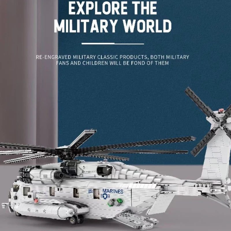 Premium Building Blocks Set Lego Compatible Military Moc CH 53 Transport Helicopter 2192 Pieces For Teens And Collectors - ToylandEU