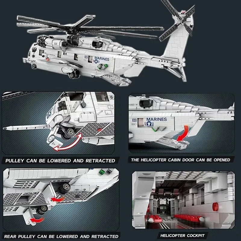 Premium Building Blocks Set Lego Compatible Military Moc CH 53 Transport Helicopter 2192 Pieces For Teens And Collectors - ToylandEU