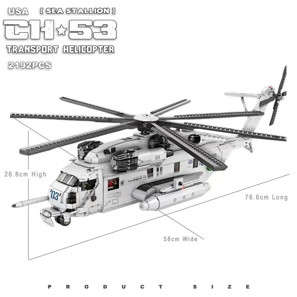 Premium Building Blocks Set Lego Compatible Military Moc CH 53 Transport Helicopter 2192 Pieces For Teens And Collectors - ToylandEU