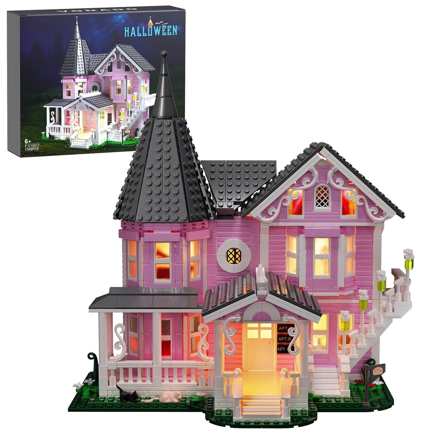 Premium Building Blocks Set Pink Palace Lights for Kids - ToylandEU