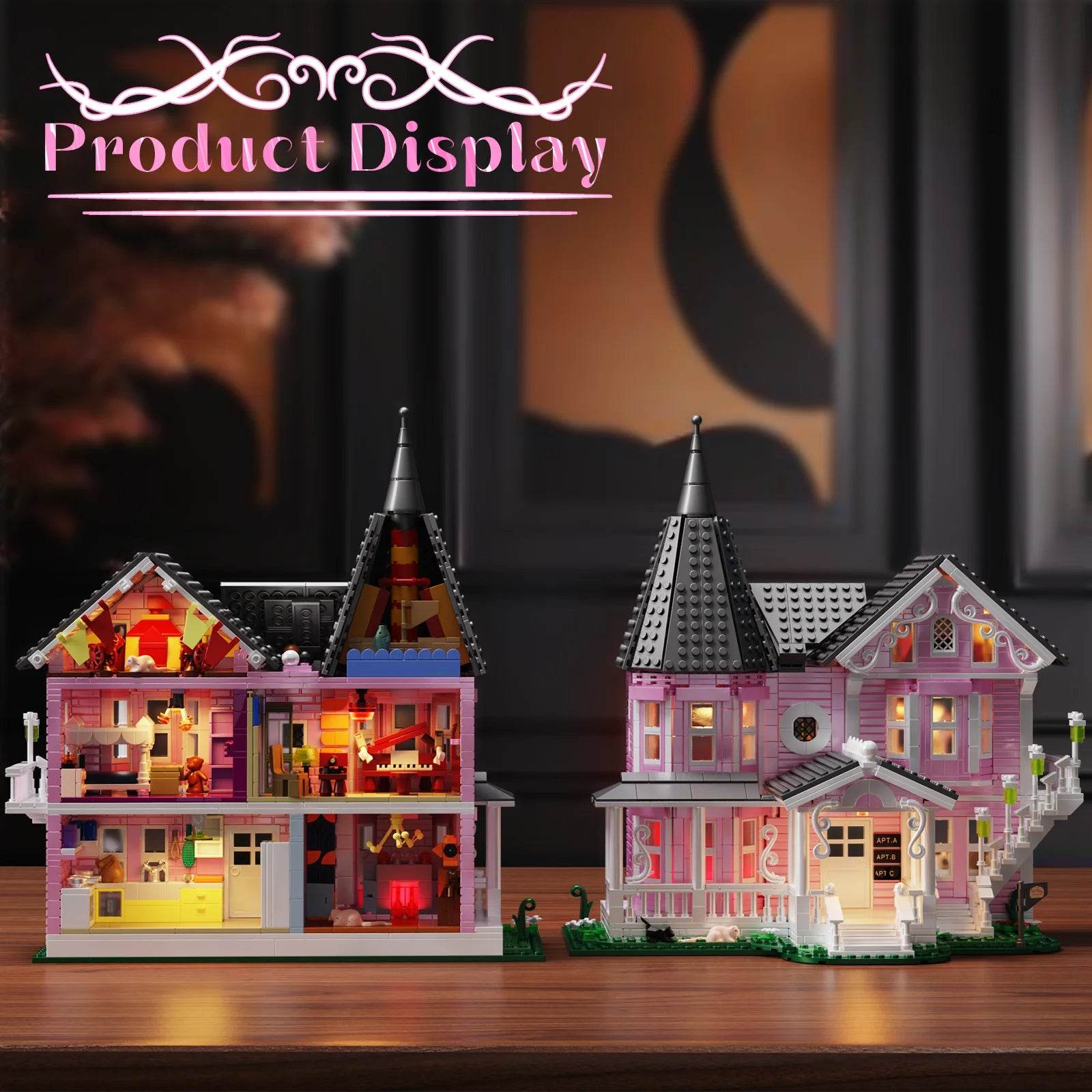 Premium Building Blocks Set Pink Palace Lights for Kids - ToylandEU