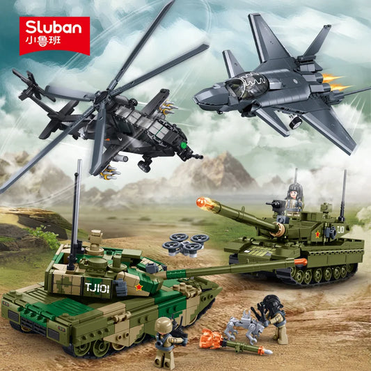 Premium Building Blocks Set Stealth Fighter Helicopter Tank Army Model Educational Toy For Children - ToylandEU