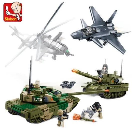Premium Building Blocks Set Stealth Fighter Helicopter Tank Army Model Educational Toy For Children - ToylandEU