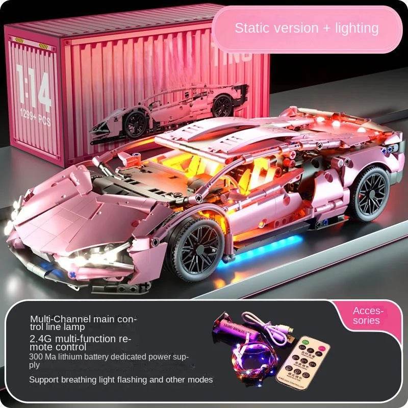 Premium Building Blocks Set with Remote Control Pink Racing Sports Car for Girls Age 14 and Up - ToylandEU