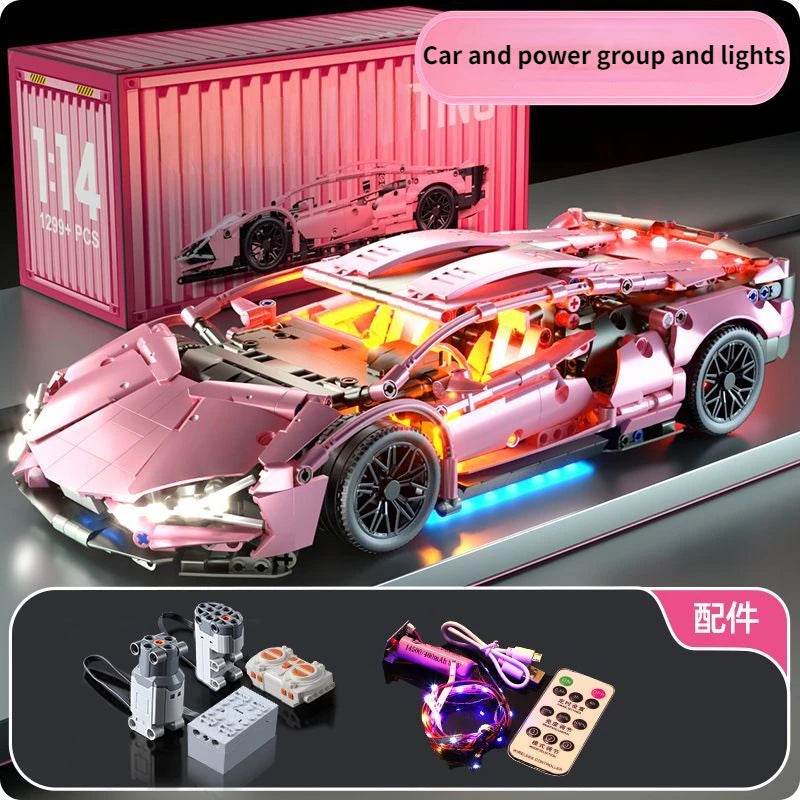 Premium Building Blocks Set with Remote Control Pink Racing Sports Car for Girls Age 14 and Up - ToylandEU