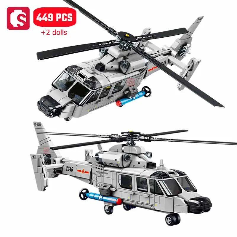 Premium Building Blocks Shipborne Helicopter Assemblage MOC Armed Fighter Aircraft Model For Kids And LEGO Fans - ToylandEU