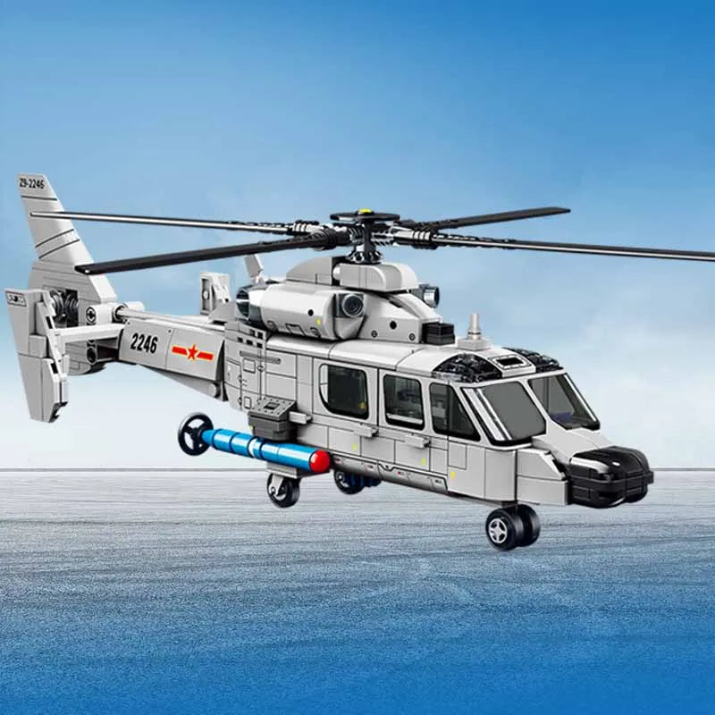 Premium Building Blocks Shipborne Helicopter Assemblage MOC Armed Fighter Aircraft Model For Kids And LEGO Fans - ToylandEU