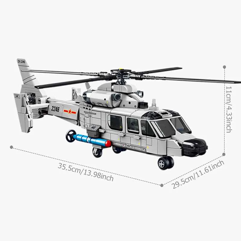 Premium Building Blocks Shipborne Helicopter Assemblage MOC Armed Fighter Aircraft Model For Kids And LEGO Fans - ToylandEU