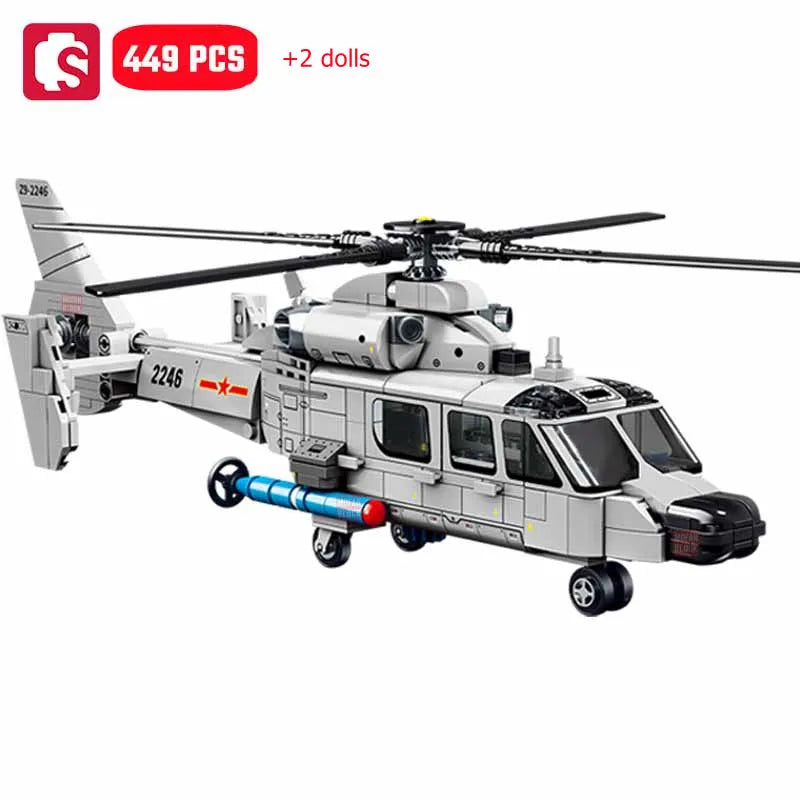 Premium Building Blocks Shipborne Helicopter Assemblage MOC Armed Fighter Aircraft Model For Kids And LEGO Fans - ToylandEU