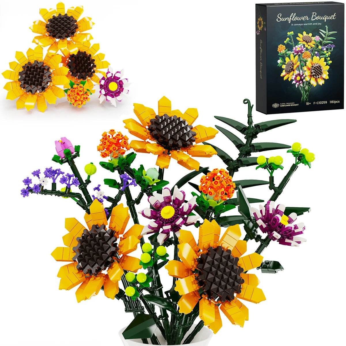 Premium Building Blocks Sunflower Bouquet For Adults - ToylandEU