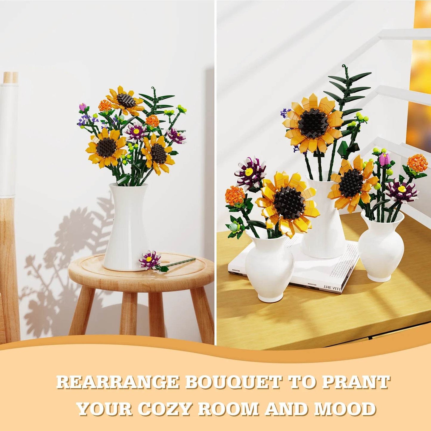 Premium Building Blocks Sunflower Bouquet For Adults - ToylandEU