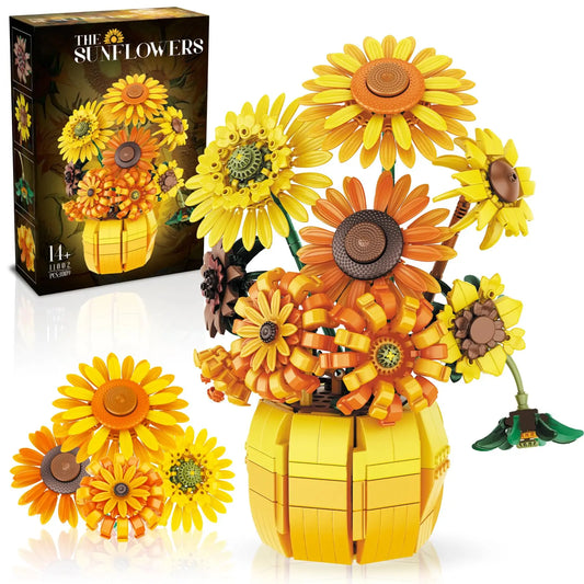 Premium Building Blocks Sunflower Bouquet Vase Model Set 1009Pcs For Kids Educational Toys - ToylandEU