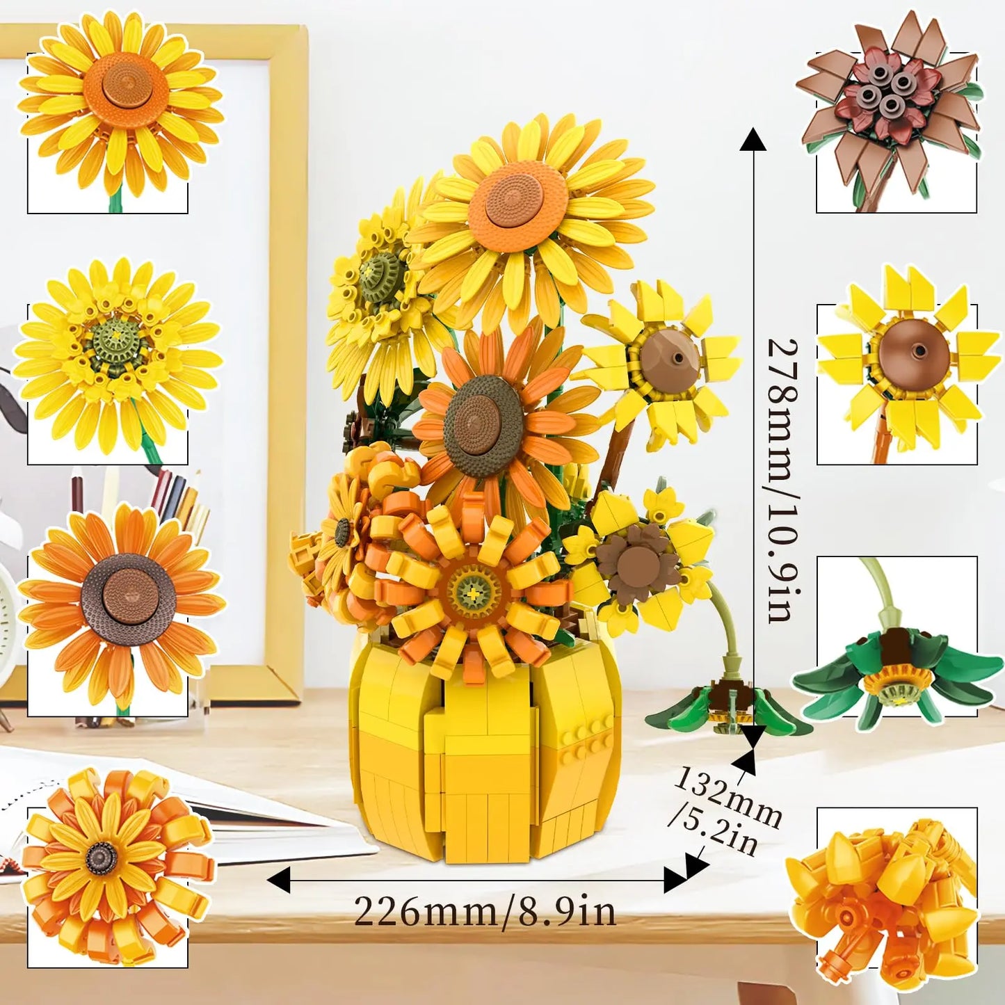 Premium Building Blocks Sunflower Bouquet Vase Model Set 1009Pcs For Kids Educational Toys - ToylandEU