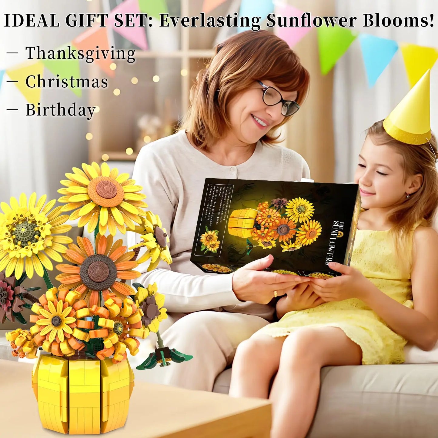 Premium Building Blocks Sunflower Bouquet Vase Model Set 1009Pcs For Kids Educational Toys - ToylandEU