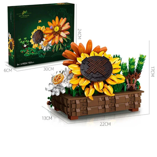 Premium Building Blocks Sunflower Succulent Bonsai For Kids Desktop Decor Creative DIY Gift - ToylandEU