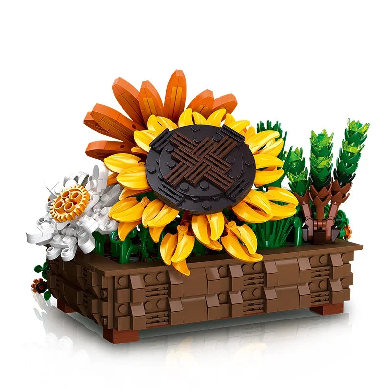 Premium Building Blocks Sunflower Succulent Bonsai For Kids Desktop Decor Creative DIY Gift - ToylandEU