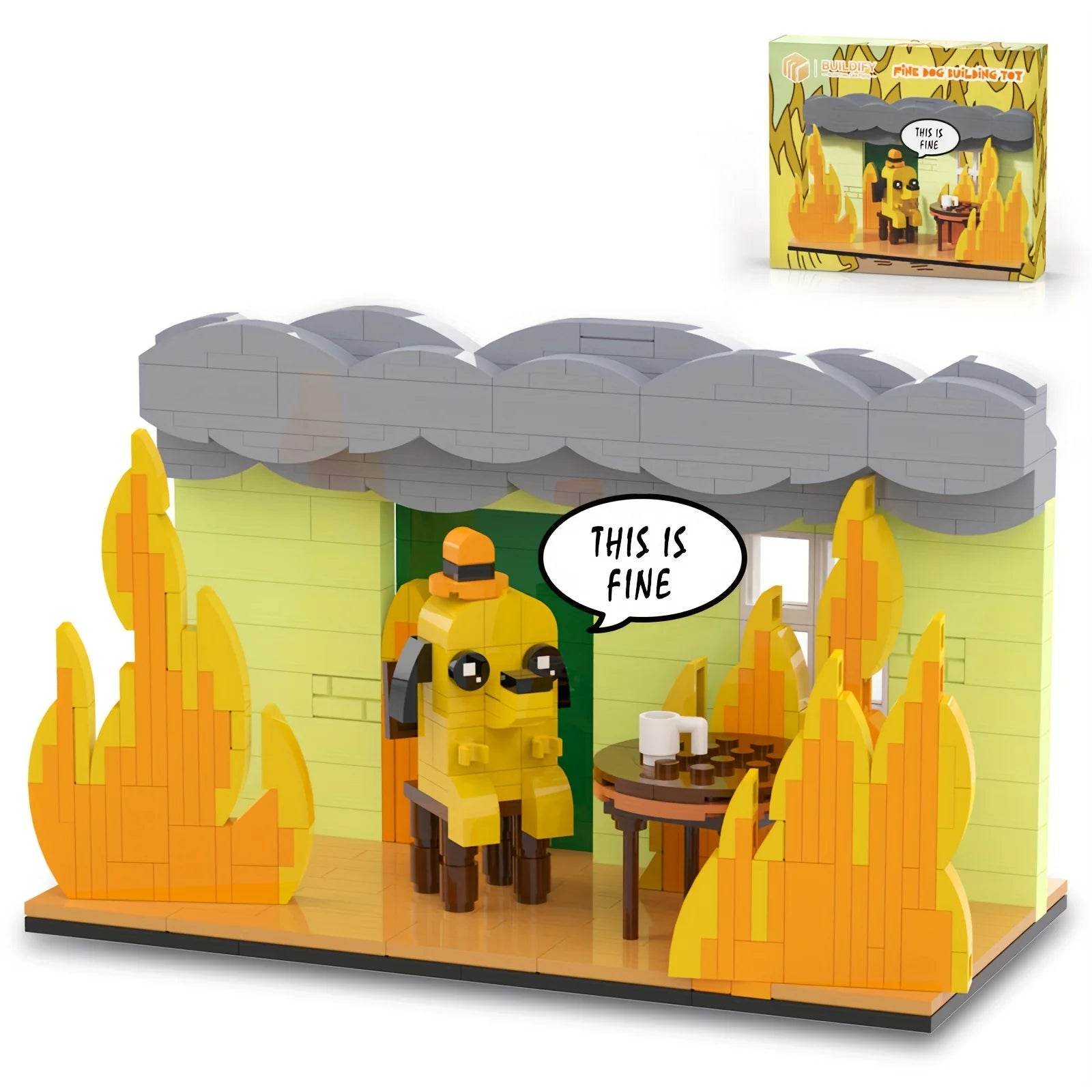 Premium Building Blocks This Is Fine Dog Desk Display Gift - ToylandEU
