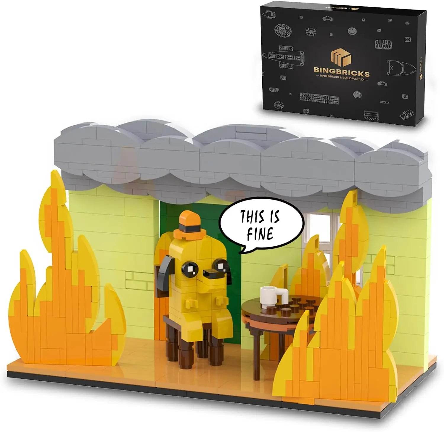 Premium Building Blocks This Is Fine Dog Desk Display Gift - ToylandEU