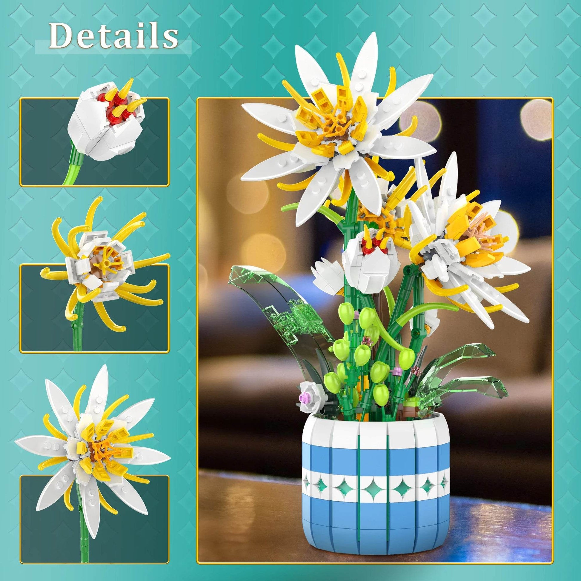 Premium Building Set Flower Bouquet Bonsai Kids And Adults - ToylandEU