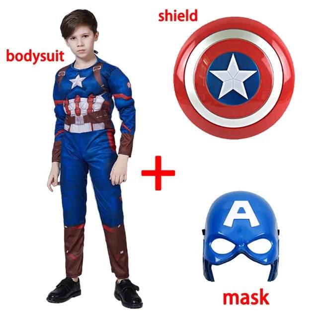 Premium Captain America Costume Muscle Bodysuit For Kids - ToylandEU