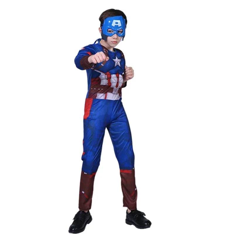 Premium Captain America Costume Muscle Jumpsuit Shield Kids - ToylandEU