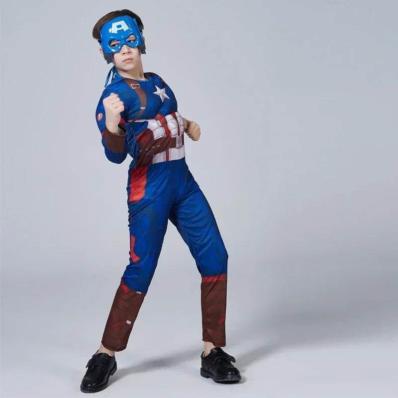 Premium Captain America Costume Muscle Jumpsuit Shield Kids - ToylandEU