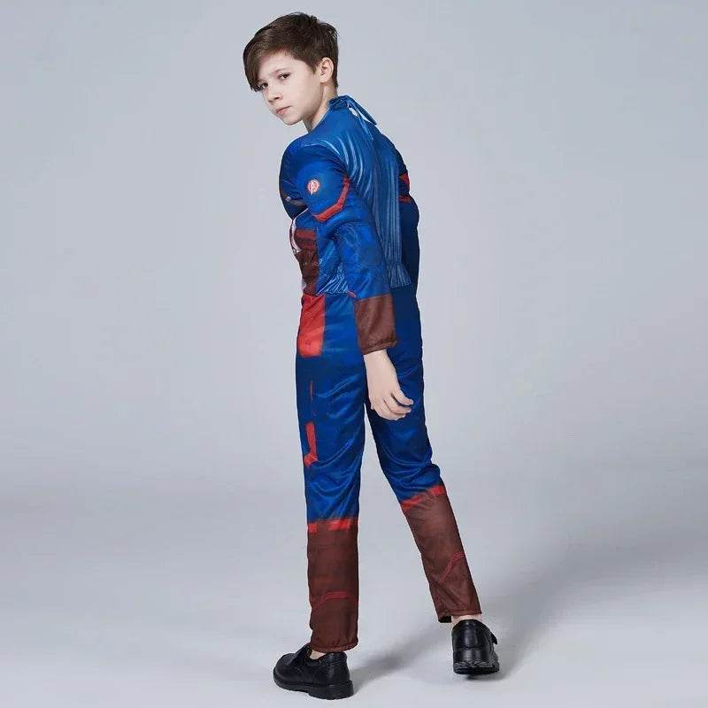 Premium Captain America Costume Muscle Jumpsuit Shield Kids - ToylandEU