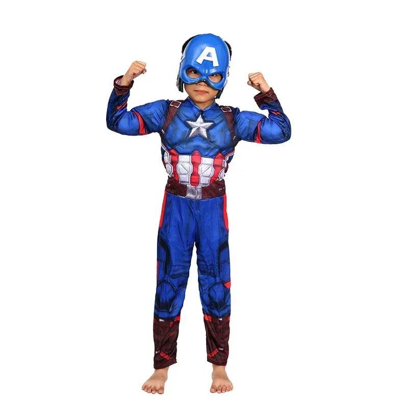 Premium Captain America Costume Muscle Jumpsuit Shield Kids - ToylandEU